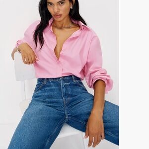 Reformation Andy Oversized Shirt Pink - Size S
